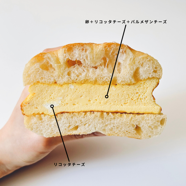 リコッタチーズのフリッタータのサンドイッチ